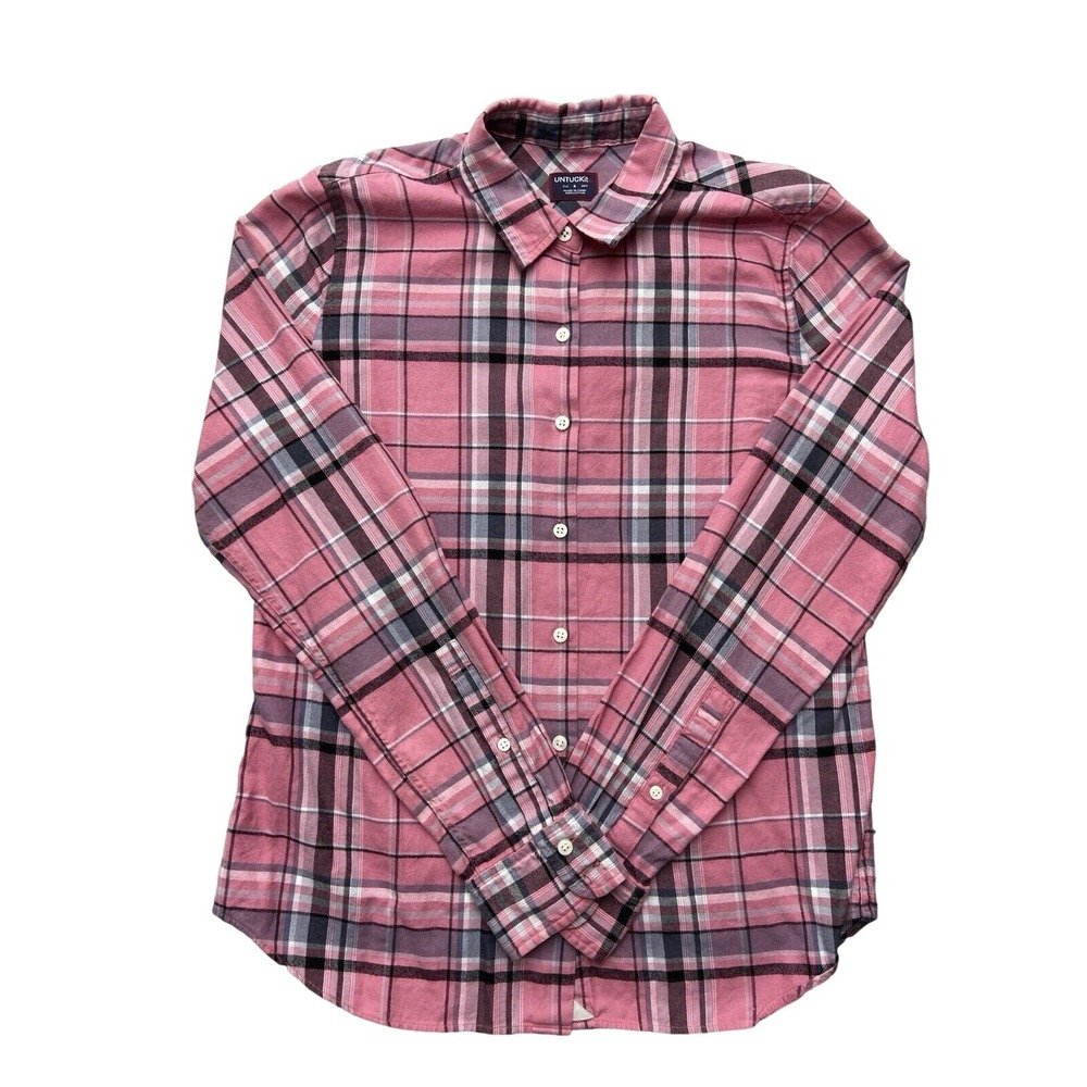 UNTUCKit Shirt Womens 4 Pink Plaid Flannel Button Up Long Sleeve Casual